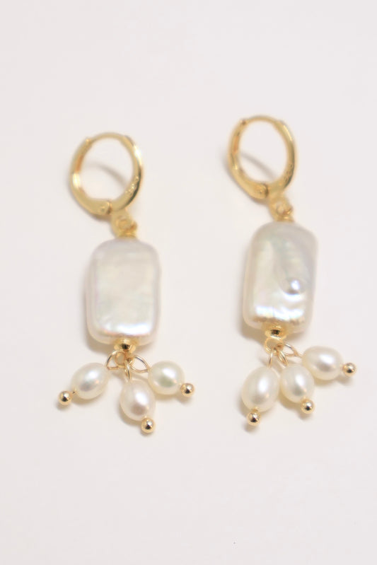 Margot Rectangle Pearl Drop Earrings