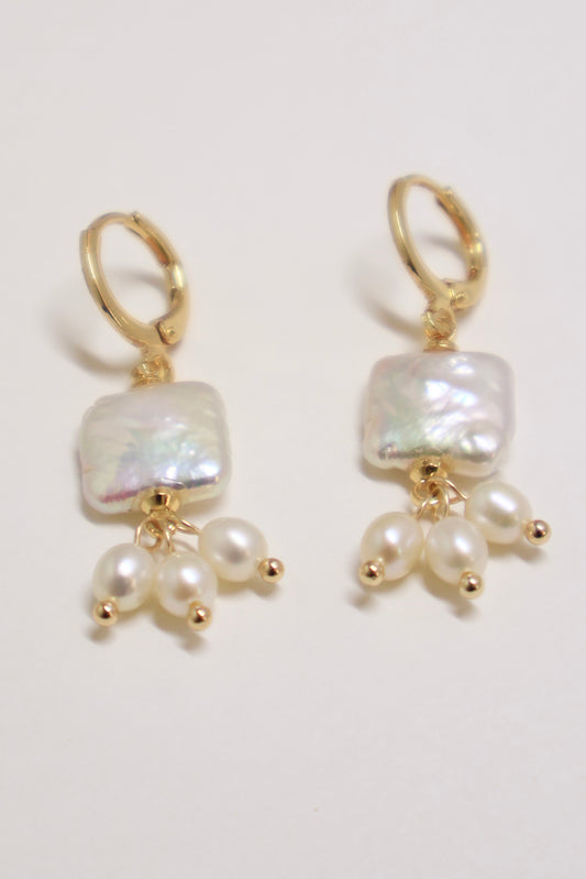 Margot Square Pearl Drop Earrings