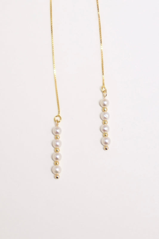 Pearl Line Threader Earrings