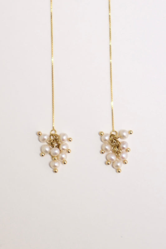 Pearl Bloom Threader Earrings