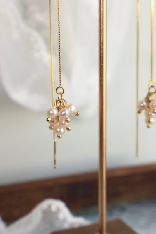 Pearl Bloom Threader Earrings