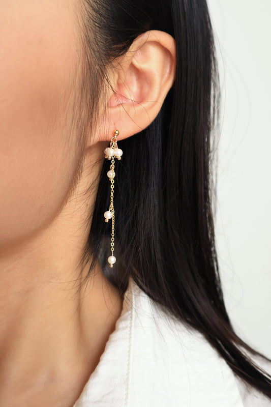 Green Breeze Pearl Drop Earrings