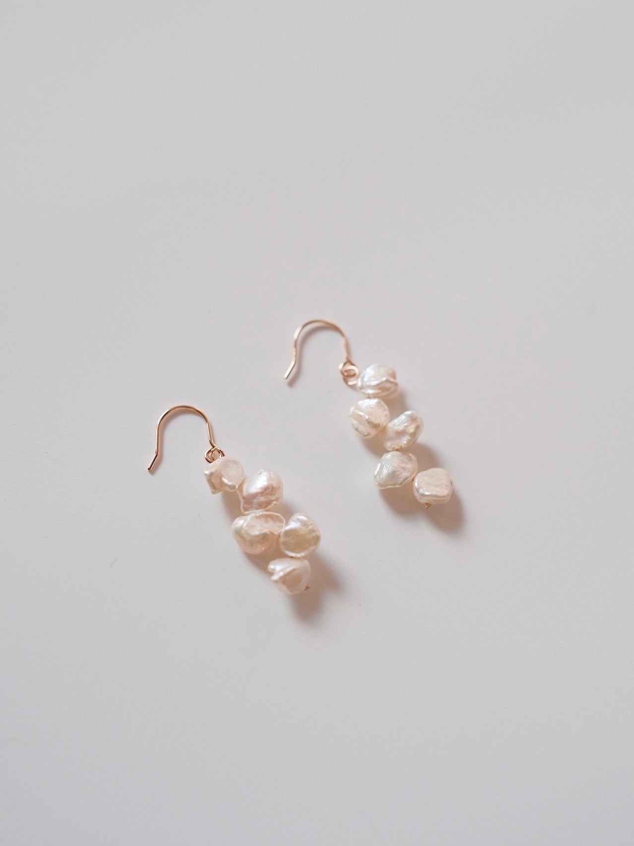 Curiosity - Flower Pedals Freshwater Pearl Cluster Earrings, Dainty Minimalist Jewelry