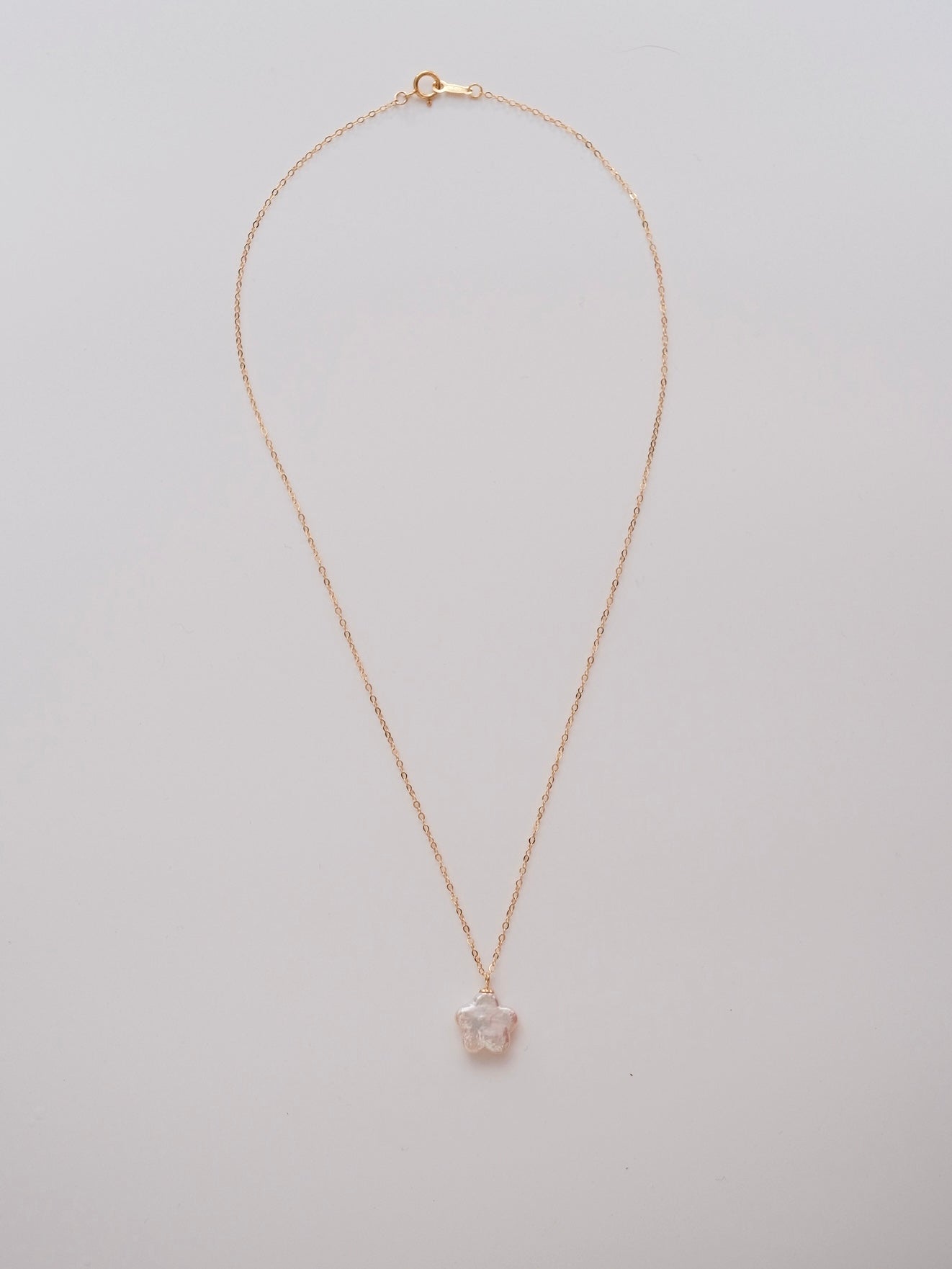 Curiosity - Iridescent Flower Pearl Pendant Necklace, Dainty Minimalist, Jewelry