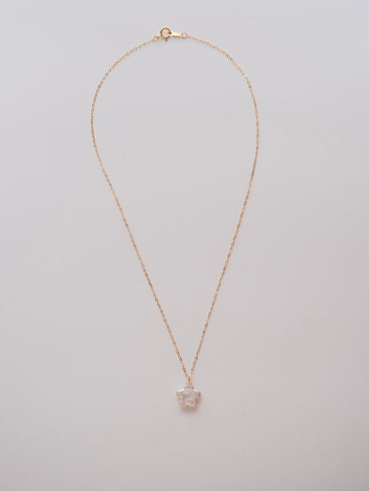 Curiosity - Iridescent Flower Pearl Pendant Necklace, Dainty Minimalist, Jewelry