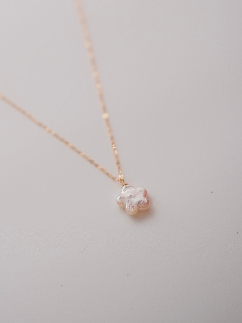 Curiosity - Iridescent Flower Pearl Pendant Necklace, Dainty Minimalist, Jewelry