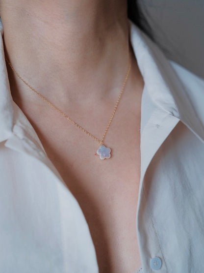 Curiosity - Iridescent Flower Pearl Pendant Necklace, Dainty Minimalist, Jewelry