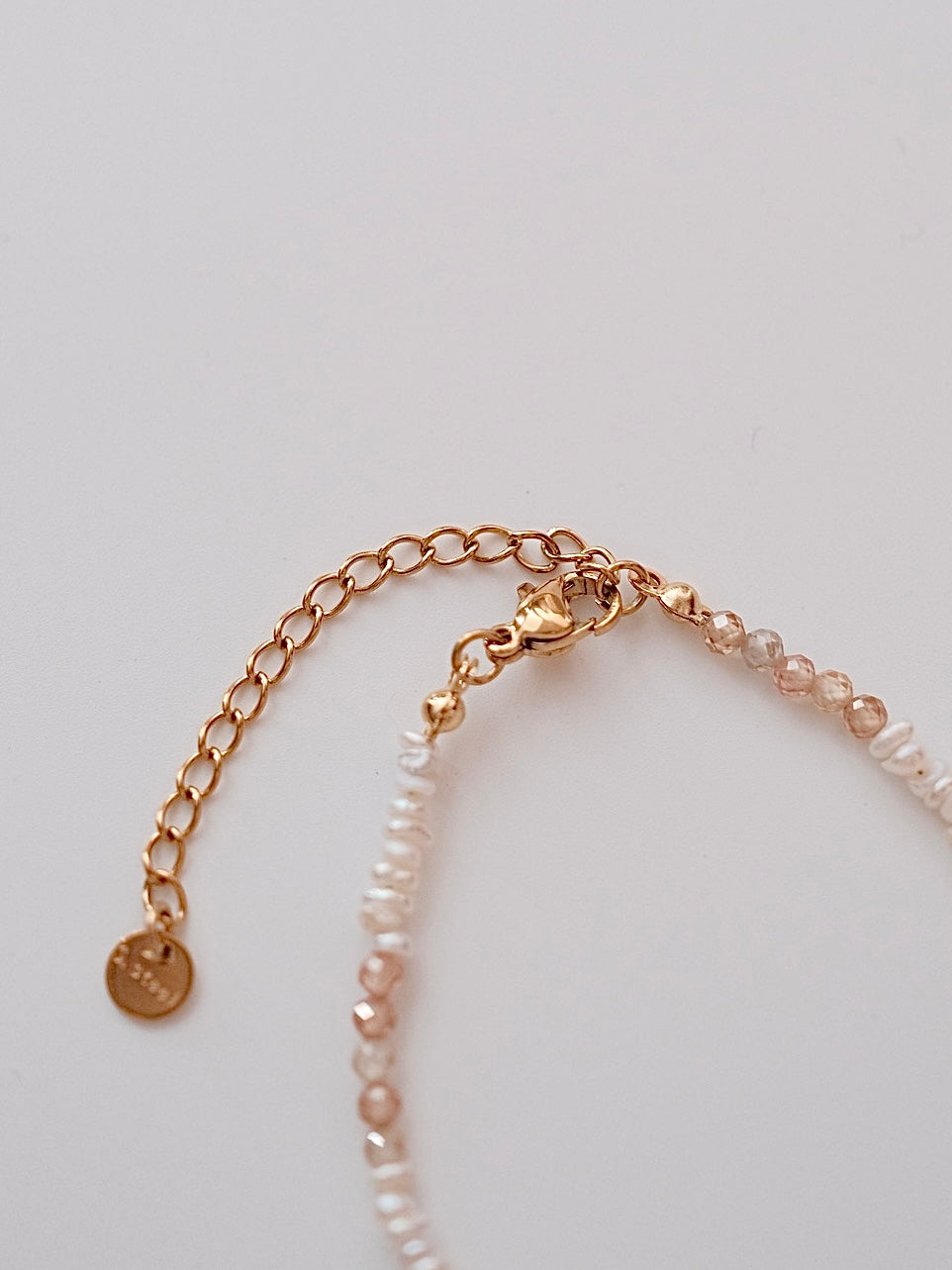 Curiosity - Blush Zirconia & Freshwater Pearl Bracelet, Dainty Minimalist Jewelry