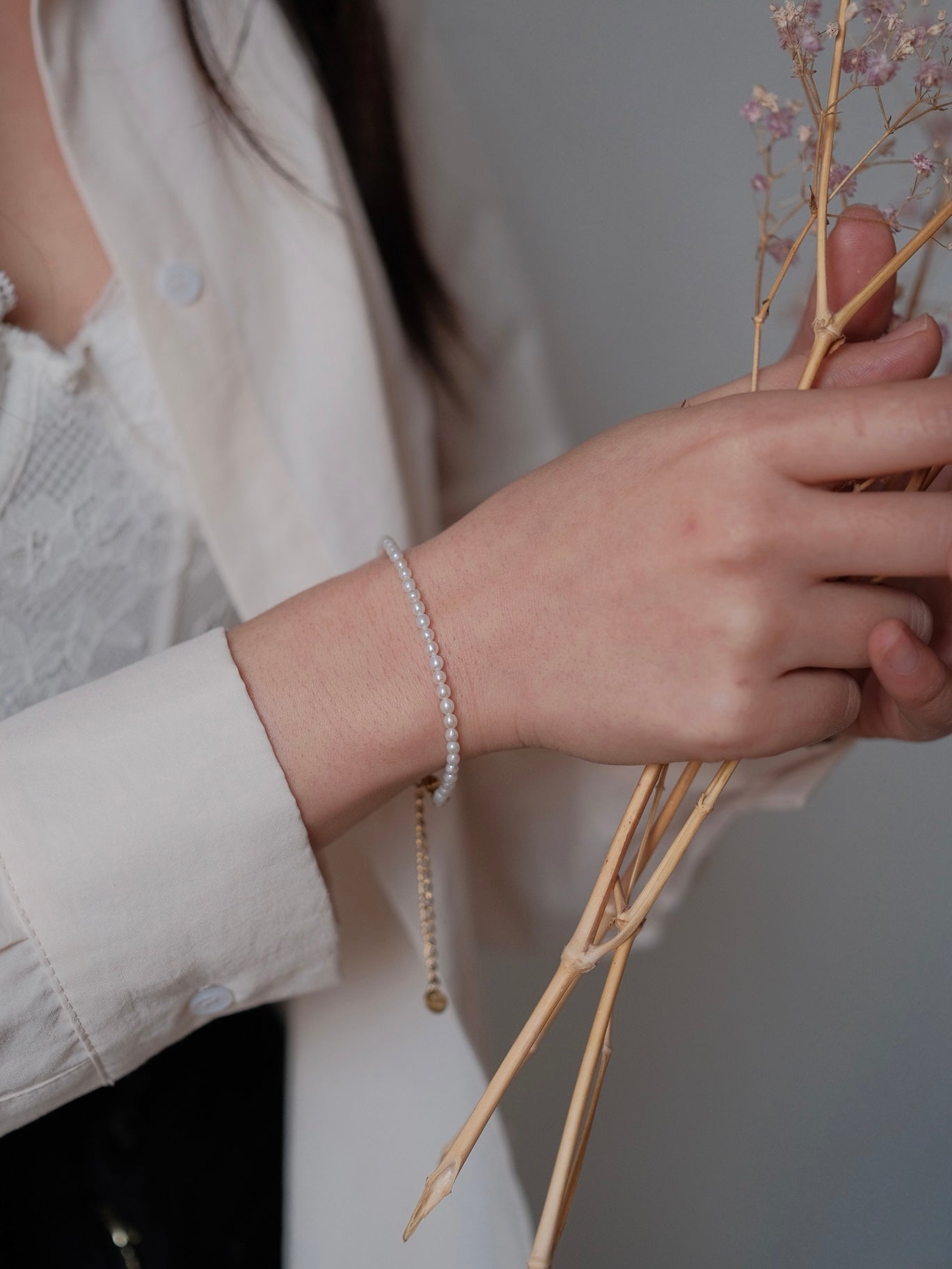 Curiosity - Dainty Freshwater Pearl Bracelet, Minimalist Jewelry