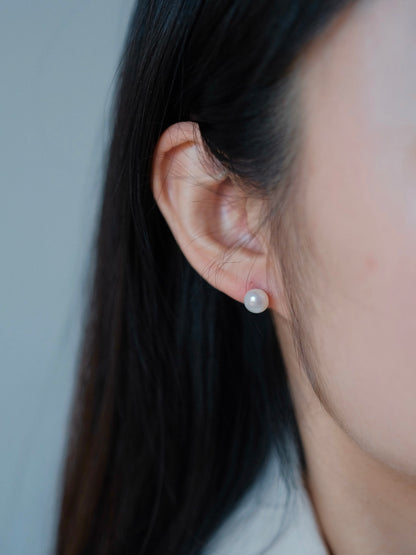 Curiosity - Classic Freshwater Pearl Stud Earrings, Dainty Minimalist Jewelry