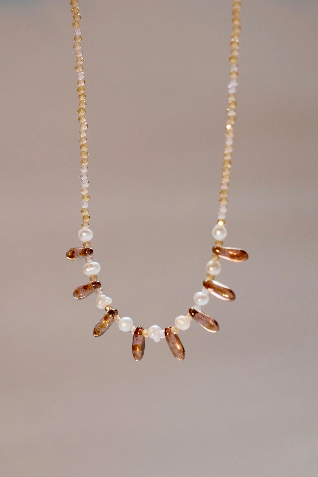 Caramel in the fall necklace set, super shiny champagne zirconia