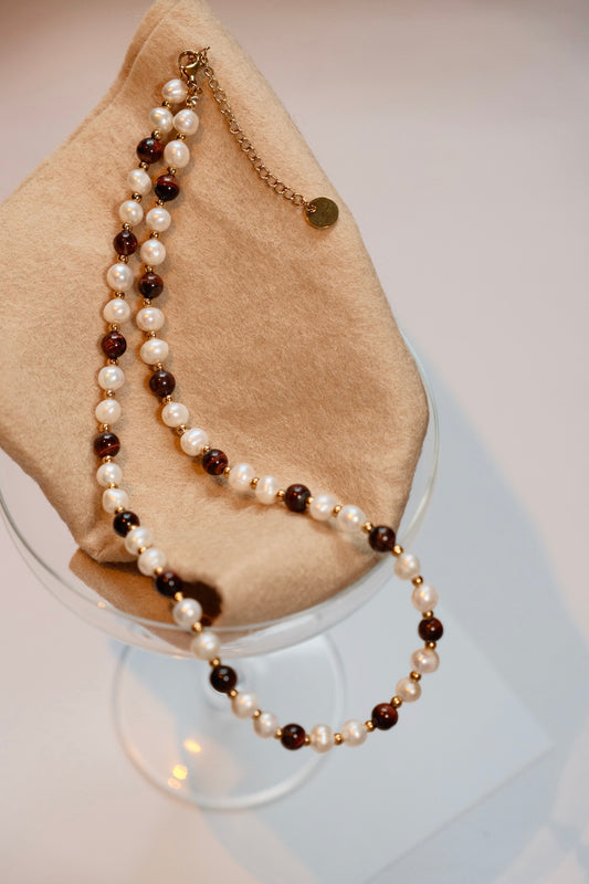 Tigerite autumn fruits fresh water pearl necklace