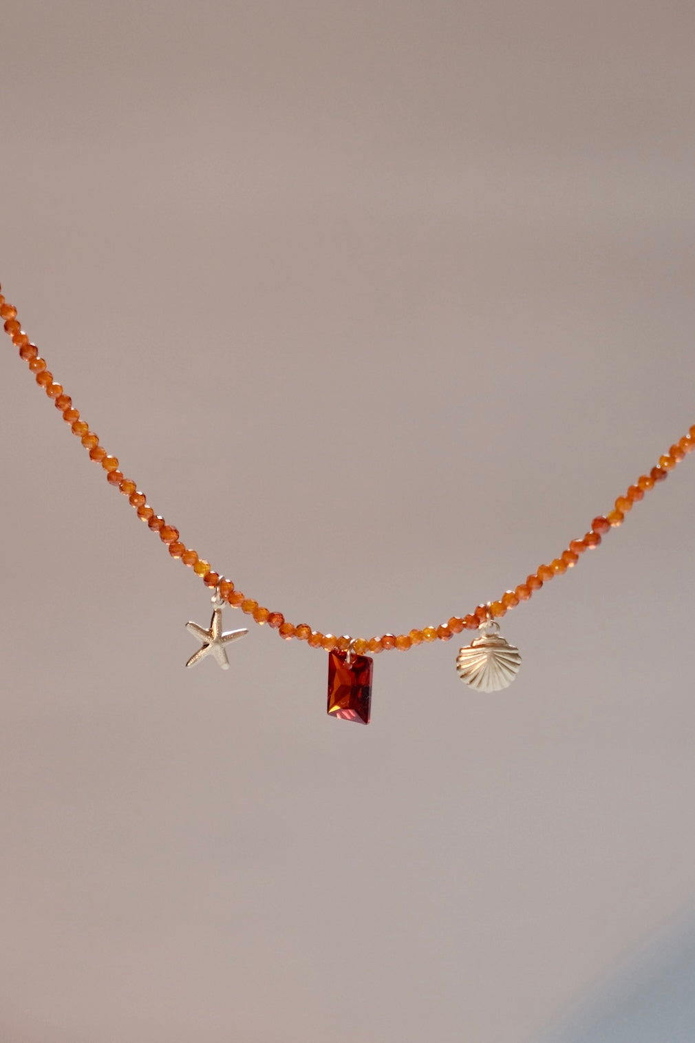 Stories of love, red zirconia necklace with 14k gold filled pendants