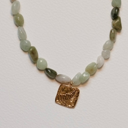 Irregular green natural stones necklaces combination, chrysocolla and jade