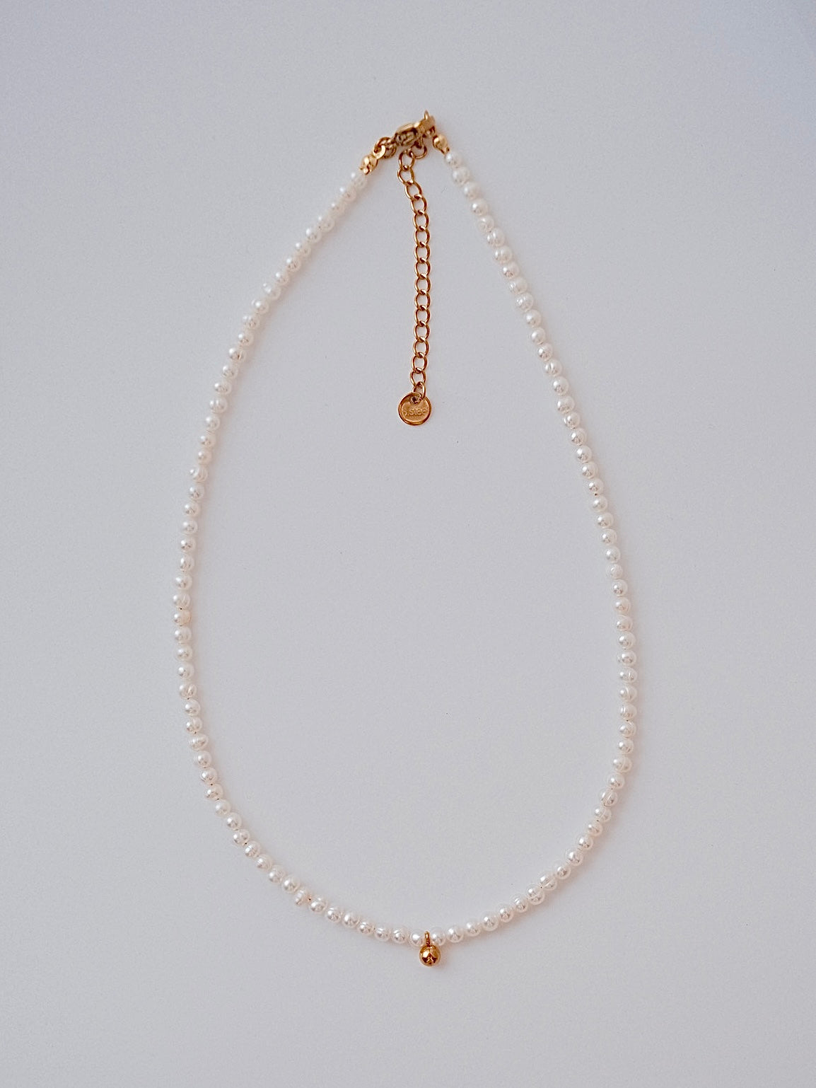 Curiosity - Delicate Freshwater Pearl Choker Necklace with Gold Accent, Minimalist Jewelry