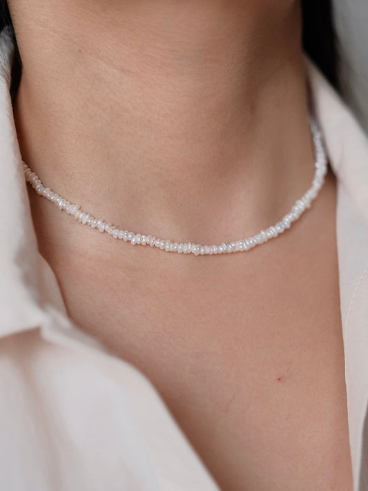 Curiosity - Dainty Irregular Freshwater Pearl Choker Necklace, Minimalist Jewelry